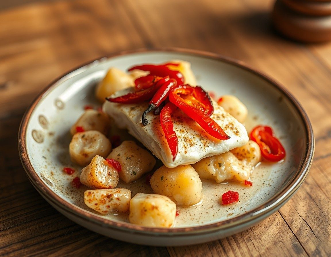 Baccalà con patate e peperoni cruschi