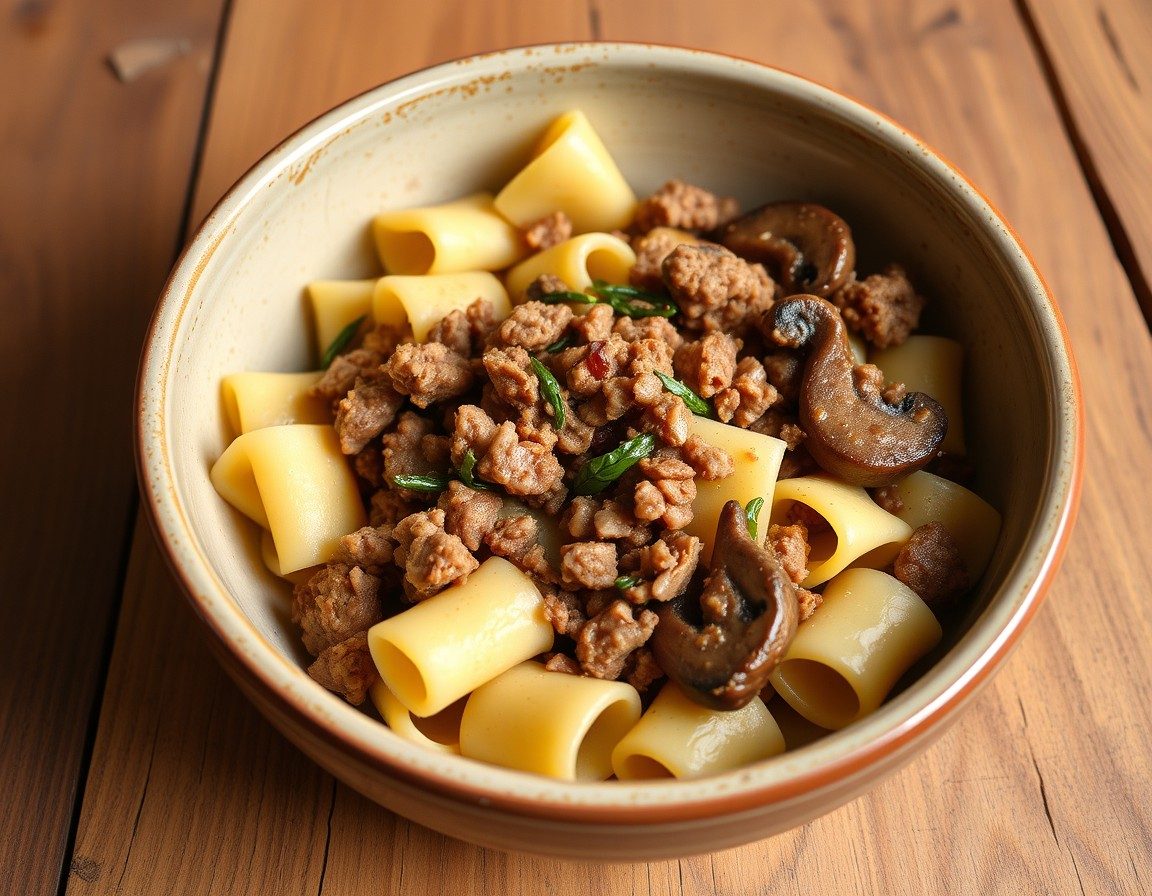 Cavatelli con salsiccia lucanica e funghi
